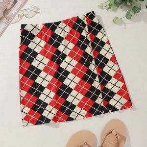 Argyle pattern straight mini skirt